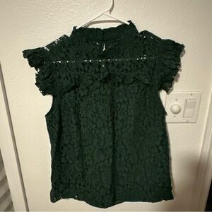 Ann Taylor Dark Green Lace Blouse